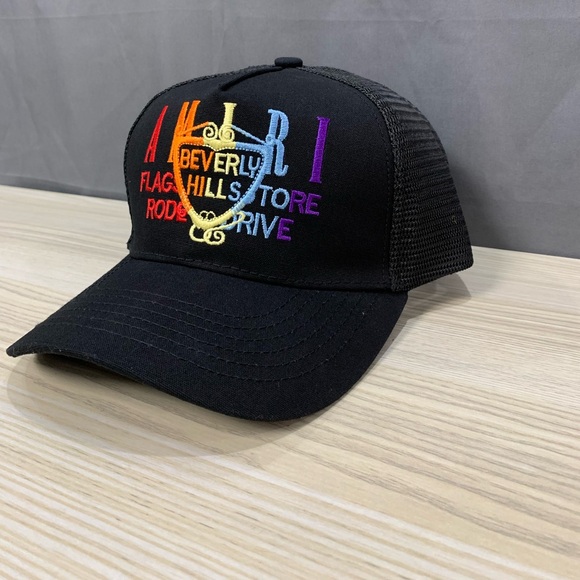 Amiri Black Trucker Hat Summer embroidery mesh cap - Picture 2 of 5